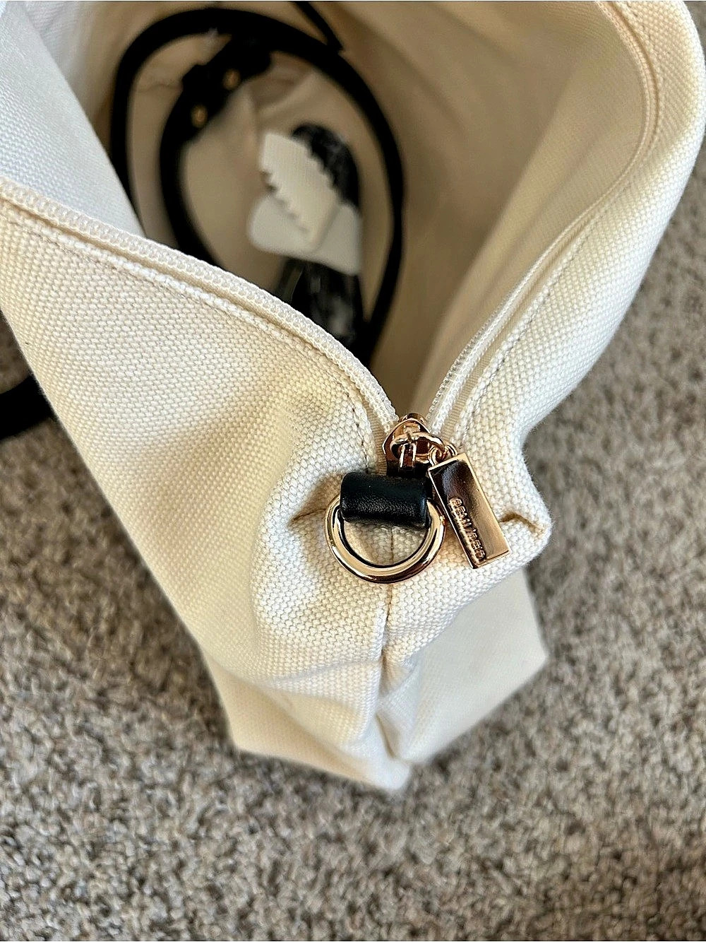 Anthropologie Canvas Tote in cream & Black - Picture 4 of 7